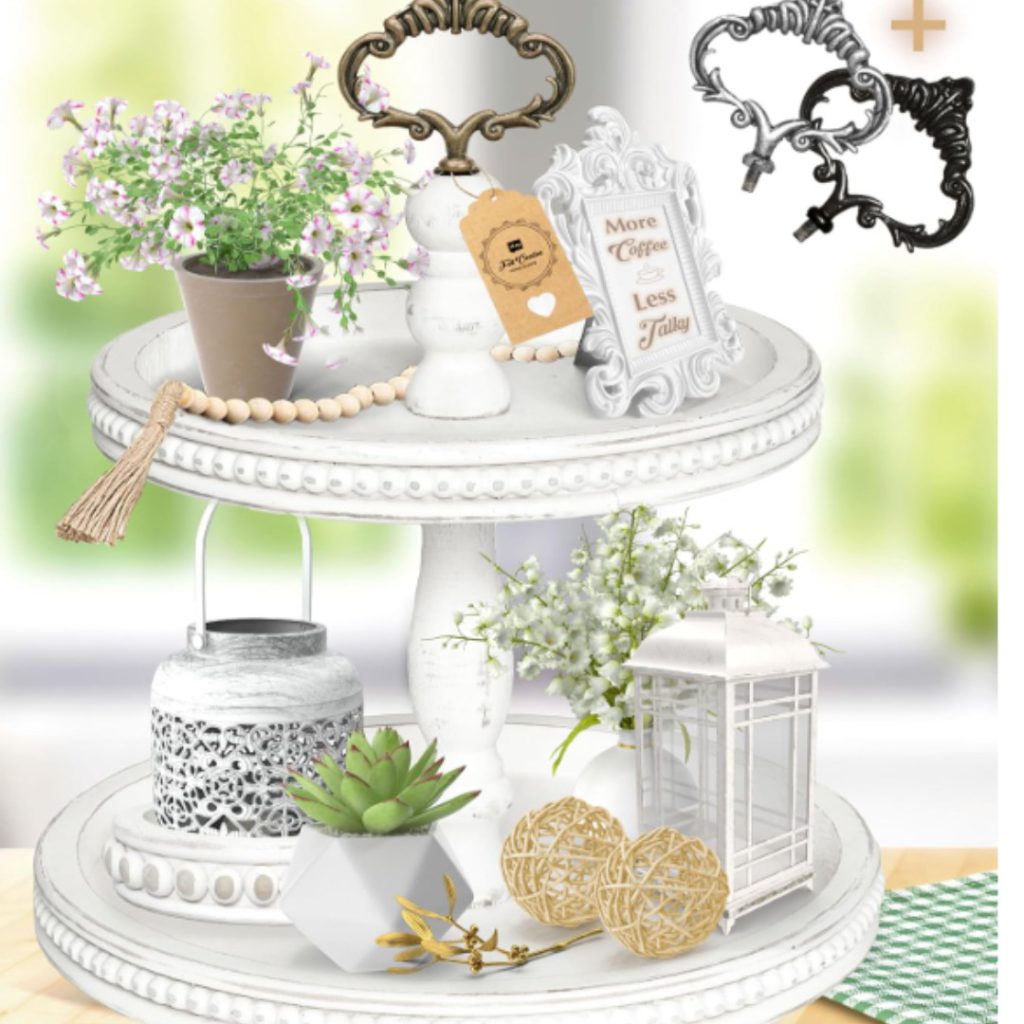 2 Tiered Tray Wooden Serving Stand by Felt Creative Home Goods